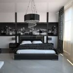Черно-белая спальня в стиле хай-тек