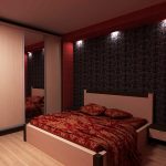 Интерьер небольшой спальни в красном колере