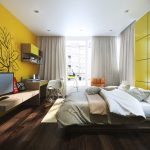 Интерьер в желтом цвете для спальни
