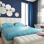 Использование синего цвета в спальне