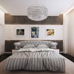 Круглая люстра в интерьере спальни
