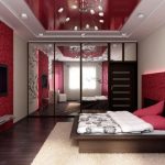 Яркая и оригинальная красная спальня