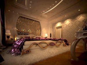 Роскошная спальня с точечными светильниками