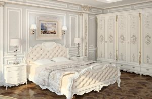 Белые тона спальни в стиле барокко
