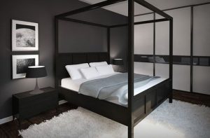 Черный тон для дизайна современной спальни