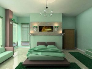 Холодный оттенок зеленого для спальни