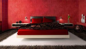 Идея дизайна красной спальни