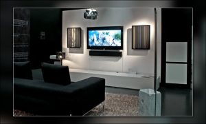 Интерьер спальни с музыкальной системой