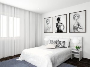 Интерьер спальни в белых цветах