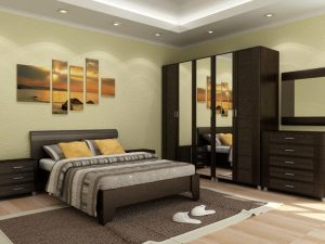 Использование в спальне комбинированного пола