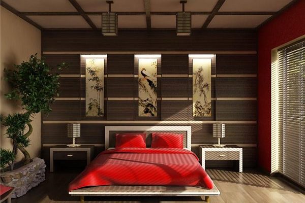 Красивая спальня в японском стиле