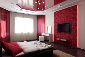 Красные тона для офоромления спальни