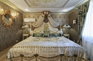 Красота и богатство стиля барокко в спальне