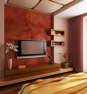 Куда поставить современный телевизор во время обустройства спальни