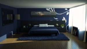 Насыщенный синий цвет для интерьера спальни