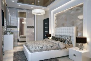 Небольшая спальня с оформленным стилем модерн