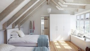 Небольшая спальня в красивом скандинавском стиле