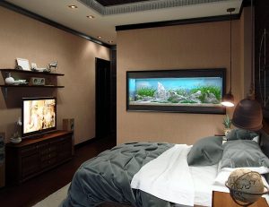 Небольшой аквариум в спальне