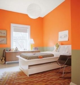 Персиковый оранжевый цвет для спальни