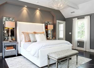 Серый цвет для создания интерьера спальни