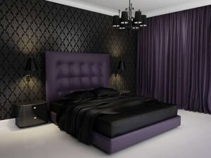 Спальня оформленная в черном тоне