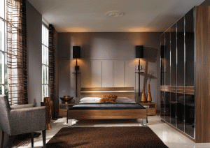 Спальня, оформленная в коричневом тоне
