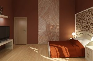 Спальня с привлекательными комбинированными полами