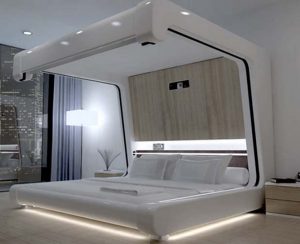 Спальня в практичном стиле хай-тек