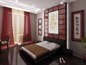 Спальня в привлекательном японском стиле