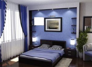 Спальня в стиле модерн в насыщенной цветовой гамме