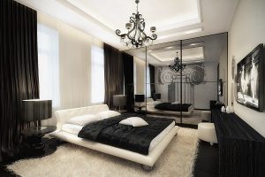 Темные цвета в интерьере спальни в стиле модерн