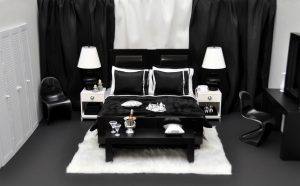 Уютная спальня в черном цвете