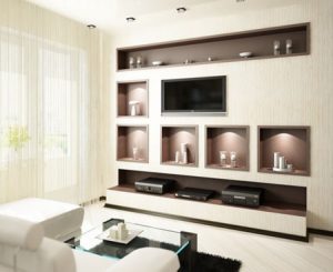 Вариант гипсокартонного короба под телевизор