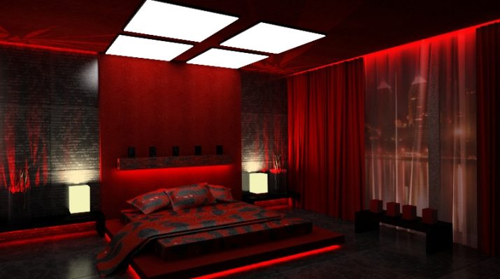 Яркая красная спальня