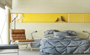 Желтые цвета в дизайне спальни
