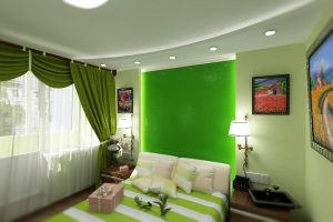 Зеленый цвет для создания спальни